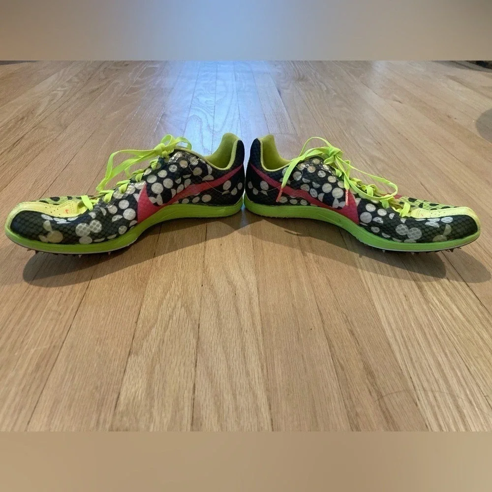 Nike Zoom Neon Highlighter Yellow Track Shoes w/Black and‎ Pink Accents